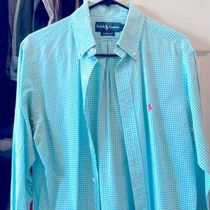 Blue Ralph Lauren Shirt (with Pink Logo)